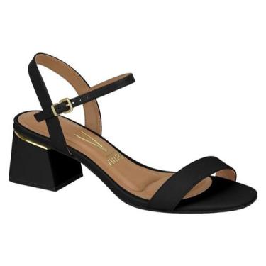 Imagem de Sandália Vizzano Fivela Salto Bloco Feminina, Preto, 35