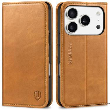 Imagem de Capa SHIELDON para iPhone 17 Pro e carteira de couro genuíno de 6,3"
