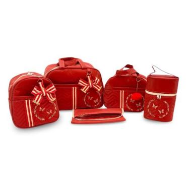 Imagem de Kit Bolsa Maternidade 5 Peças Grande Impermeável + Mochila + Trocador 