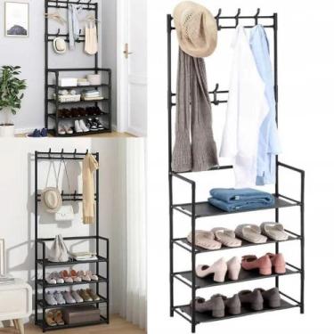Imagem de Arara Sapateira Branca 12 Pares Cabideiro Gancho Prateleiras - Yeet