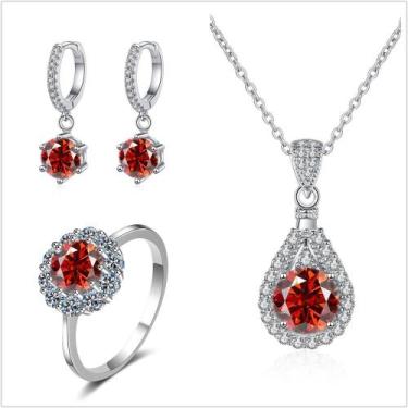 Imagem de Conjunto de Joias com Charme Moissanita - Prata Esterlina 925 - Anel, 