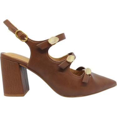 Imagem de Sapato Scarpin Feminino Casual Dia a Dia Passeio Trabalho Bico Fino Salto Médio Ramarim...