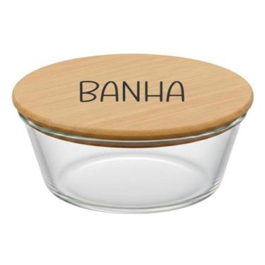 Imagem de Pote Hermético Redondo Vidro e Tampa de Bambu (930 ml) Banha - Casa Vi
