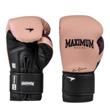 Imagem de Luva Boxe Muay Thai Profissional Cor PRO Bege e Roxo Maximum Pro Séries-Unissex