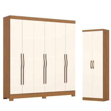 Imagem de Guarda Roupa Casal 6 Portas E 2 Gavetas Leonard Com Armário Multiuso Margarida Cinamomo...