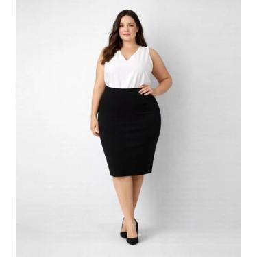 Imagem de Saia Feminina Plus Size Em Bengaline Renaluci Preto - Rennaluci, G3, P