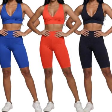 Imagem de KIT 3 Bermudão Suplex Liso Vekyo Roupa para Academia Treino Moda Fitness Musculação-Fem...