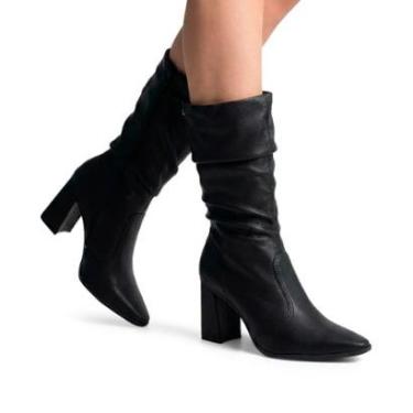 Imagem de Bota Mississipi Feminina Slouch Cano Médio Salto Alto Bico Fino Original Conforto-Feminino