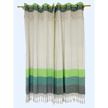 Imagem de Cortina Porta Em Algodão 2 Folhas 2,60x2,50 - ArtesãoNato, VERDE