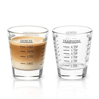 Imagem de Copos de shot Copo medidor líquido pesado copo de vinho expresso copo de dose 26 - medição incremental 28,3 g, 6 colheres de chá, 2 colheres de chá, 30 ml (2 pacotes - preto 30 ml)