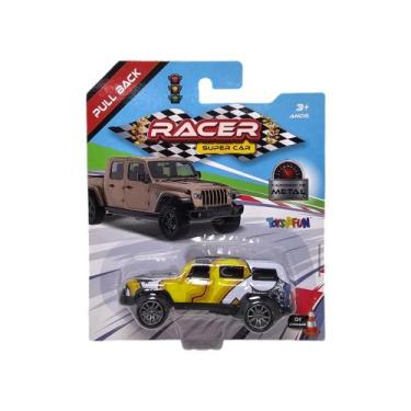 Imagem de Carrinho de Metal Pull Back 4,5cm - Duartes, Amarelo com branco