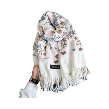 Imagem de Cachecol Feminino De Inverno Quente Em Caxemira Pashmina Com Bordado, 