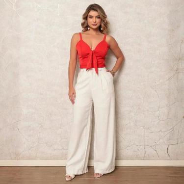 Imagem de Cropped Feminino Laço Busto Alcinha Elegante Festa Ano Novo Tamanho:Un
