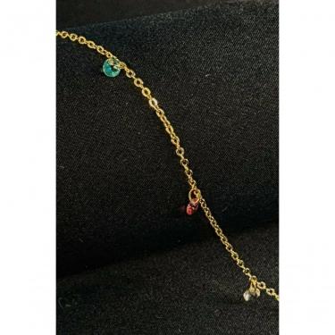 Imagem de Tornozeleira Floratta Joias com Zircônias Coloridas Banhada em Ouro 18k 23CM Dourado Feminino