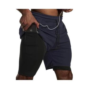 Imagem de Shorts Esportivos Masculinos 2 Em 1, Dupla Camada, Para Corrida, Praia