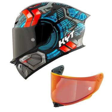 Imagem de Capacete KYT TT Revo Synchrotron Preto e Azul Mais Viseira Vermelha