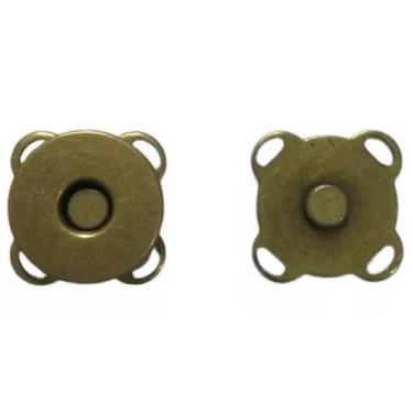 Imagem de Kit 50 Botões Imantado Magnético Fecho Ouro Velho 18mm Imã - BERTO IMP