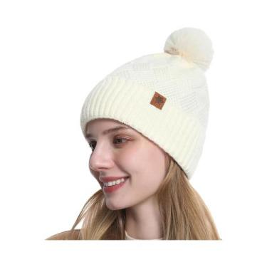 Imagem de Gorro De Malha Unissex Com Forro De Lã, Quente Para O Inverno, Conjunt