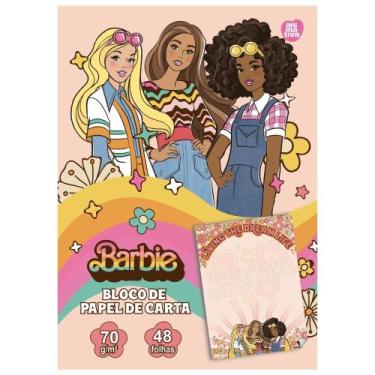 Imagem de Papel de Carta Caderno Colado Sem Pauta Barbie 48 Folhas Decoradas - A