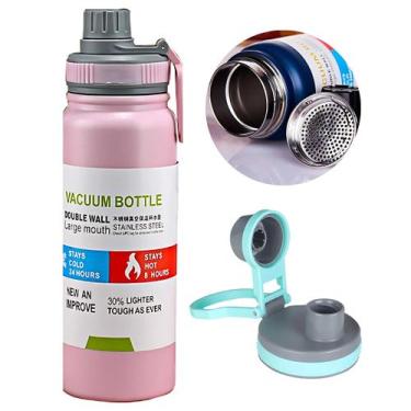 Imagem de Garrafa Térmica Vacuum 769ml Rosa Claro Aço Inox para Hidratação Diári