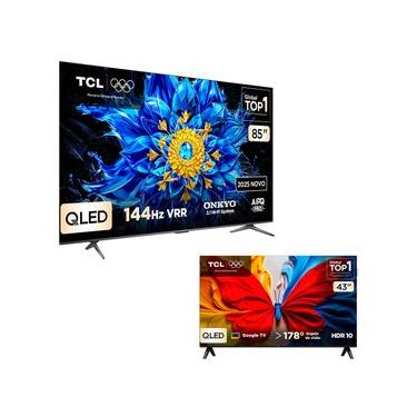 Imagem de Combo Smart TV TCL 85 QLED 4K P8L 144 Hz VRR 85P8L e Smart TV TCL 43 QLED FHD S5K 43S5K