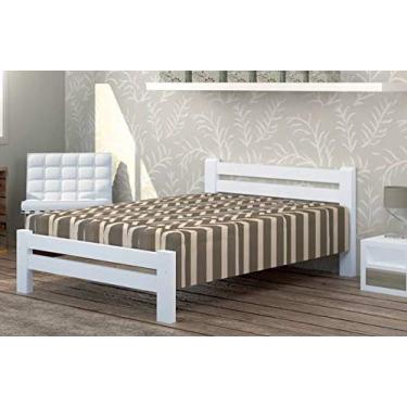 Imagem de Cama de Casal Itália de Madeira Maciça Angelim Pedra/Tauari - Cor Branco