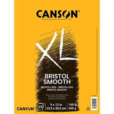 Imagem de Canson Bloco Bristol Série XL, Papel Pesado para Tinta, Marcador ou Lápis, Acabamento Liso, Dobrável, 45 kg, 22 x 30 cm, Branco Brilhante, 25 Folhas