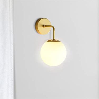 Imagem de Luz de parede LED dourada regulável para iluminação de arandela de cabeceira luminária vintage industrial arandela montada na parede iluminação interna globo de vidro dourado E27 lâmpada de parede para loft cozinha quarto sala de estar (B)