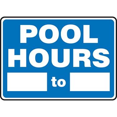 Imagem de Accuform Placas MADM440VS Placa de Segurança de Vinil Adesivo, Legend"Pool Hours_ to_", 25,4 cm de comprimento x 35,5 cm de largura x 0,01 cm de espessura, branco sobre azul