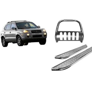 Imagem de Kit Quebra mato-Estribo Chapa CROMADO Tucson até 2016