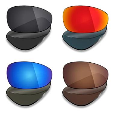 Imagem de Mryok 4 pares de lentes polarizadas de substituição para óculos de sol Oakley Crossrange XL – preto furtivo/vermelho fogo/azul gelo/marrom bronze