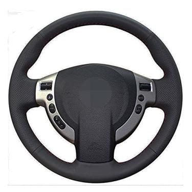 Imagem de ZKSHPS Capa de volante de carro couro preto, para Nissan Qashqai 2007-2015 Rogue X-Trail 2008-2013 NV200 2009-2016 Sentra 2007-2012