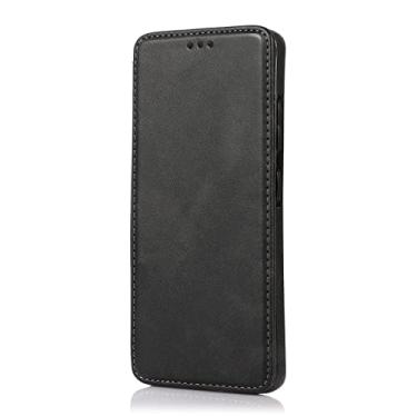 Imagem de Capa carteira para Samsung Galaxy S21/S21 Plus/S21 Ultra, capa de couro flip magnética com suporte para cartão com proteção de TPU absorvente de choque, preta, S21 Ultra 6,8 polegadas
