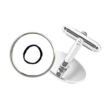 Imagem de DIYthinker Abotoaduras com clipe de botão redondo e silhueta preta do alfabeto grego Omicorn