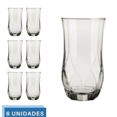Imagem de 6 Copos Ópera Vidro Transparente Redondo 360ml Durável Nadir