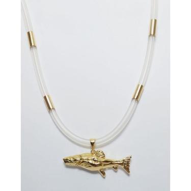 Imagem de Colar Peixe Pirarara com cordão de Silicone e pingente banhado a ouro 18k