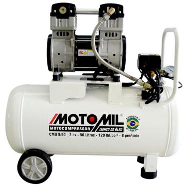 Imagem de Compressor de Ar Odontológico 2,0HP 50 Litros Isento de Óleo CMO-8/50BR motomil