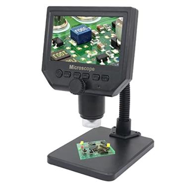Imagem de Kit de acessórios para microscópio 600X Zoom Microscópio Digital de 3,6 MP Microscópio de vídeo de 4,3 polegadas Display LCD Suporte de metal Suporte de cotovelo Microscópio Slides (Cor: com suporte de cotovelo, Ampliação: 600X)