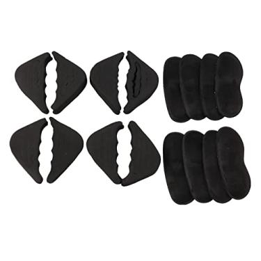 Imagem de Carhar 4 pares de acolchoamento de sapatos e 4 pares de palmilhas de salto, almofadas de sapato ajustáveis, esponja macia, alargamento do dedo, almofada de suporte para o pé, tênis liso masculino e feminino, preto, Preto