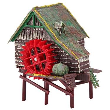 Imagem de Enfeite para aqu¨¢rio Aqu¨¢rio Decora??o paisag¨ªstica Decora??o paisag¨ªstica para tanque de peixes Cabana pneum¨¢tica aerada roda d'¨¢gua