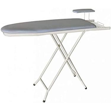 Imagem de Tábua Mesa de passar Roupa dobrável extra forte metalizado com suporte para ferro e passa mangas - Utilaço