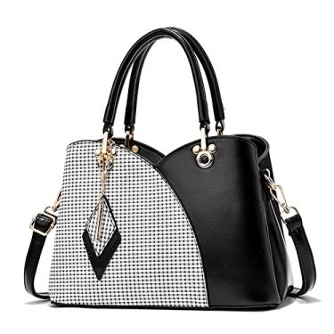 Imagem de Bolsas e bolsas femininas de couro fashion alça superior bolsa transversal bolsa de ombro para mulheres, Preto