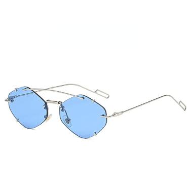 Imagem de Moda óculos de sol poligonais sem aro feminino óculos de sol retrô óculos de sol de luxo óculos de sol UV400 óculos de sol, 3,A