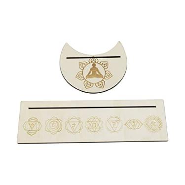 Imagem de Tingpai 2 peças suporte pa cartão de tarô de madei retangular em forma de lua suporte pa cartão de madei pa fer mentas de adivinhação deco ção de altar