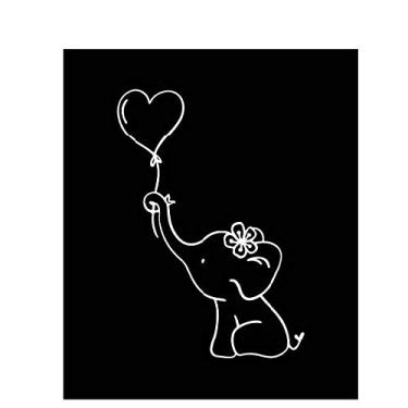 Imagem de Decalque de vinil com balão de coração de elefante | Branco | Feito nos EUA por Foxtail Decalques | Para janelas de carro, tablets, laptops, garrafas de água, etc. | 8,4 x 12,0 cm