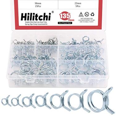 Imagem de Hilitchi 135 peças de tubo de mangueira de linha de combustível de fio duplo clipes de mola kit de sorção de grampos