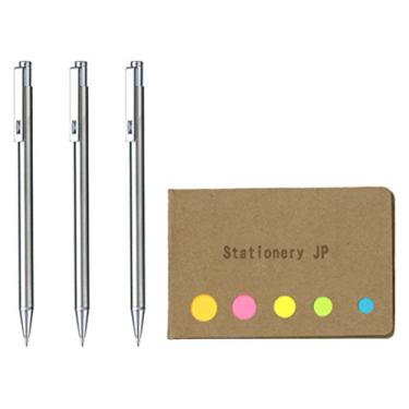 Imagem de Mini caneta esferográfica Zebra Techo e mini lápis mecânico para notebook, conjunto de notas adesivas, Prata, Mini Mechanical Pencil