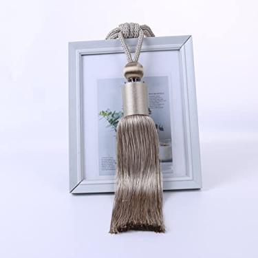 Imagem de Suportes de cortina prendedores de cortina simples cortina pendurada bola de poliéster borla alça de corda, T6,1 Pçs