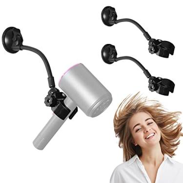 Imagem de LUEXBOX Suporte ajustável para secador de cabelo com 2 pacotes, suporte para secador de cabelo com rotação de 360 graus com braço posicionável e ventosa, suporte para secador de cabelo mãos livres para espelho e azulejo cerâmico