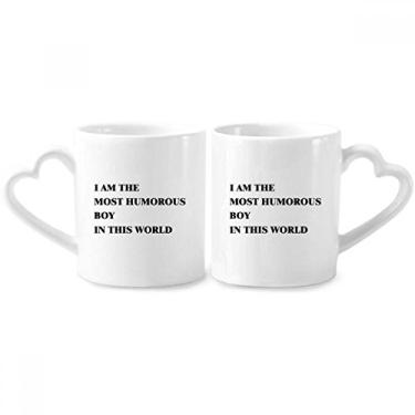 Imagem de Conjunto de canecas de porcelana I Am The Humorous Boy Couple Ceramic Lover Cup Heart Handle